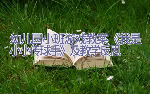 幼儿园小班游戏教案《我是小小传球手》及教学反思