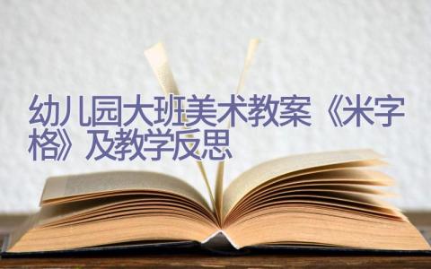 幼儿园大班美术教案《米字格》及教学反思