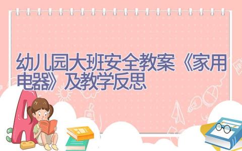 幼儿园大班安全教案《家用电器》及教学反思