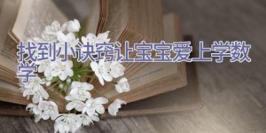 找到小诀窍 让宝宝爱上学数学