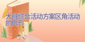 大班综合活动方案区角活动的启示