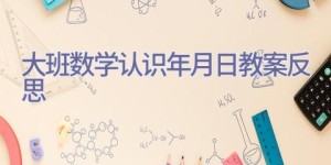 大班数学认识年月日教案反思