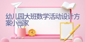 幼儿园大班数学活动设计方案小当家