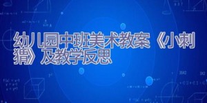 幼儿园中班美术教案《小刺猬》及教学反思